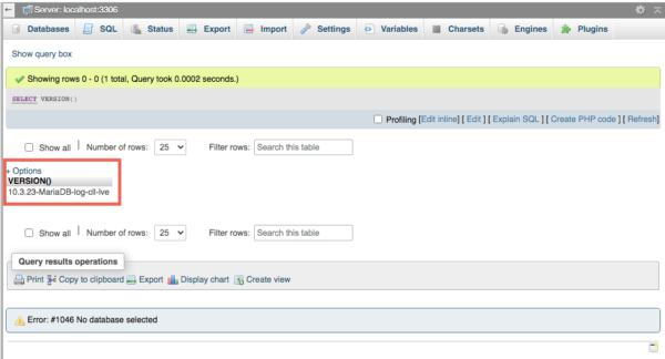 Cara Mengetahui Versi MySQL di cPanel lewat query SQL